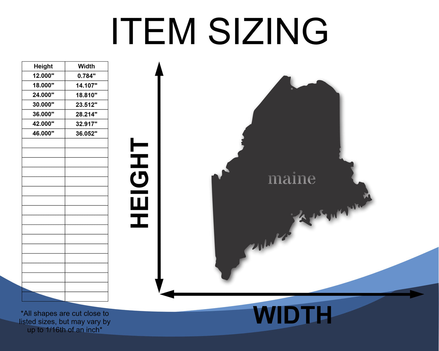 Metal Maine Wall Art - Custom Metal US State Sign - 20+ Color Options