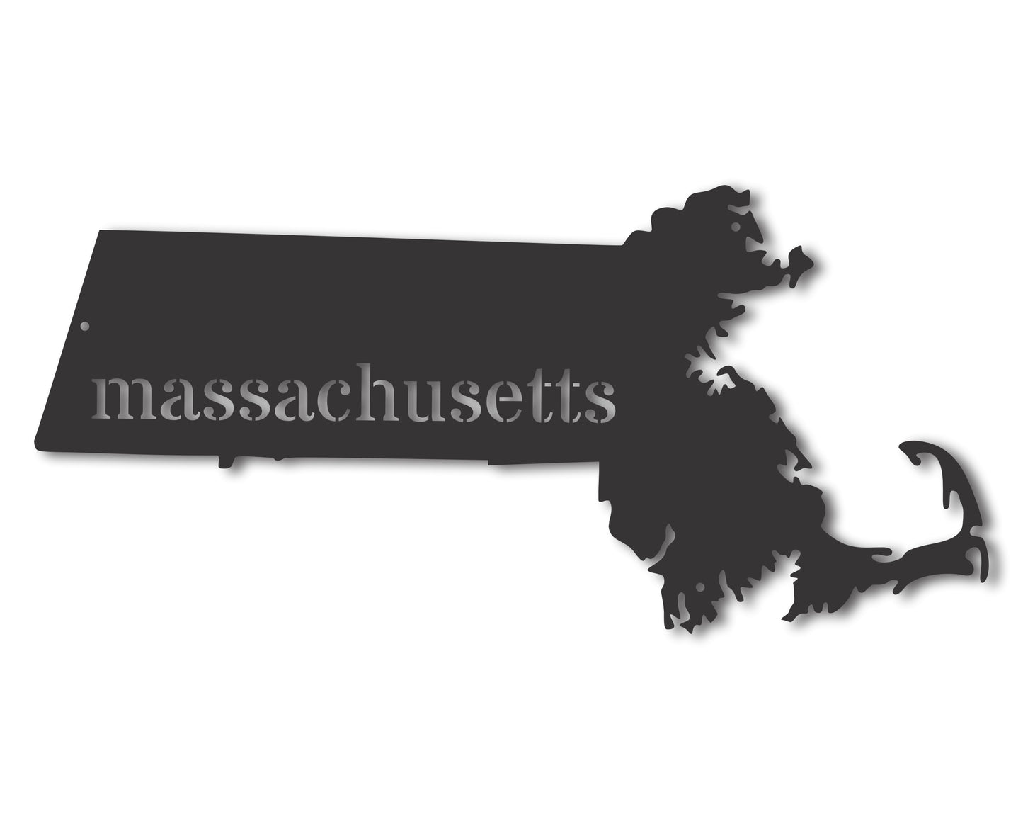 Metal Massachusetts Wall Art - Custom Metal US State Sign - 20+ Color Options