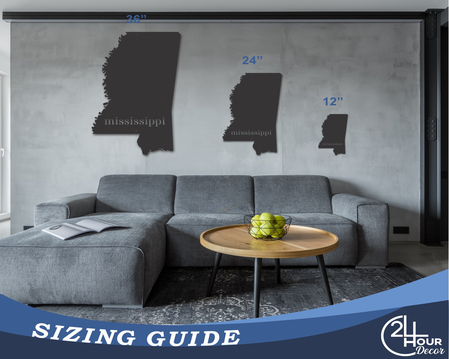 Metal Mississippi Wall Art - Custom Metal US State Sign - 20+ Color Options