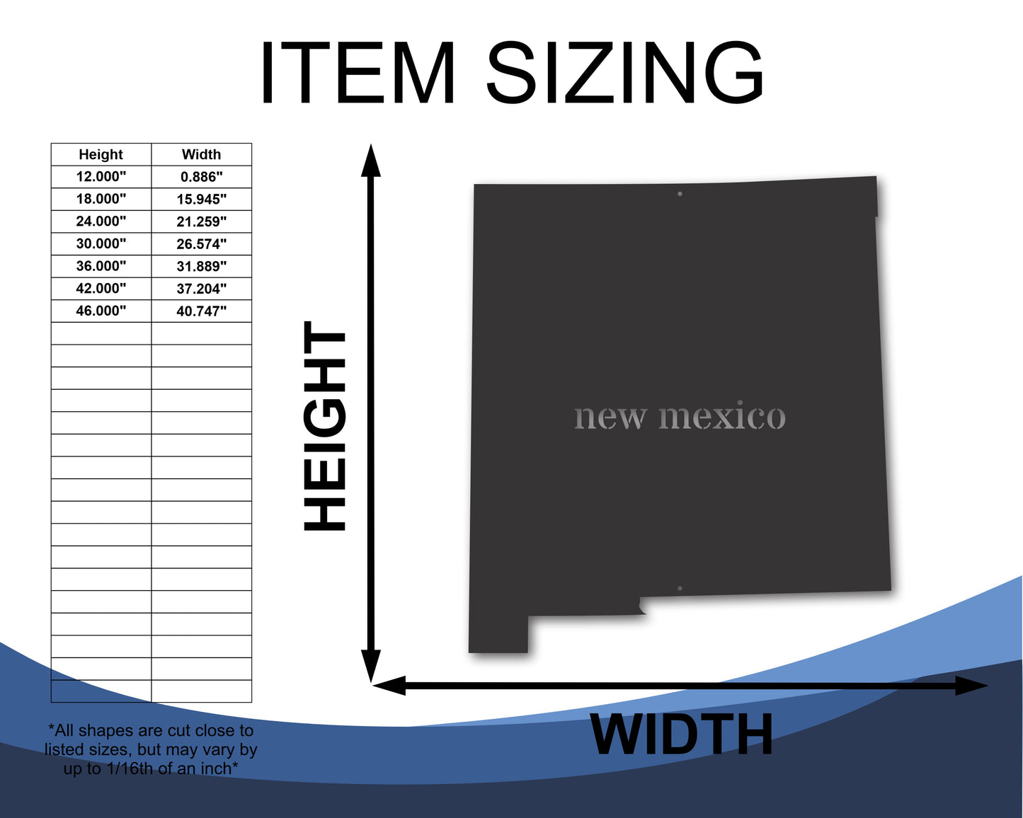 Metal New Mexico Wall Art - Custom Metal US State Sign - 20+ Color Options