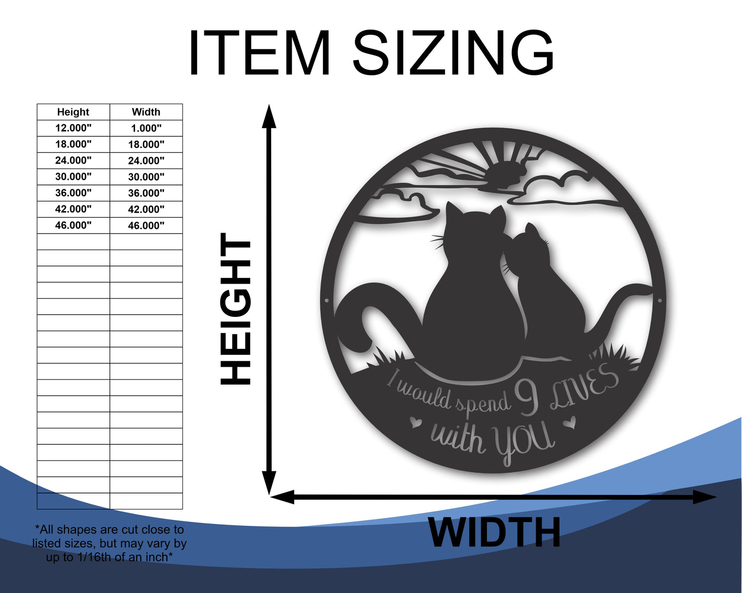 Metal Nine Lives Wall Art | 20+ Color Options
