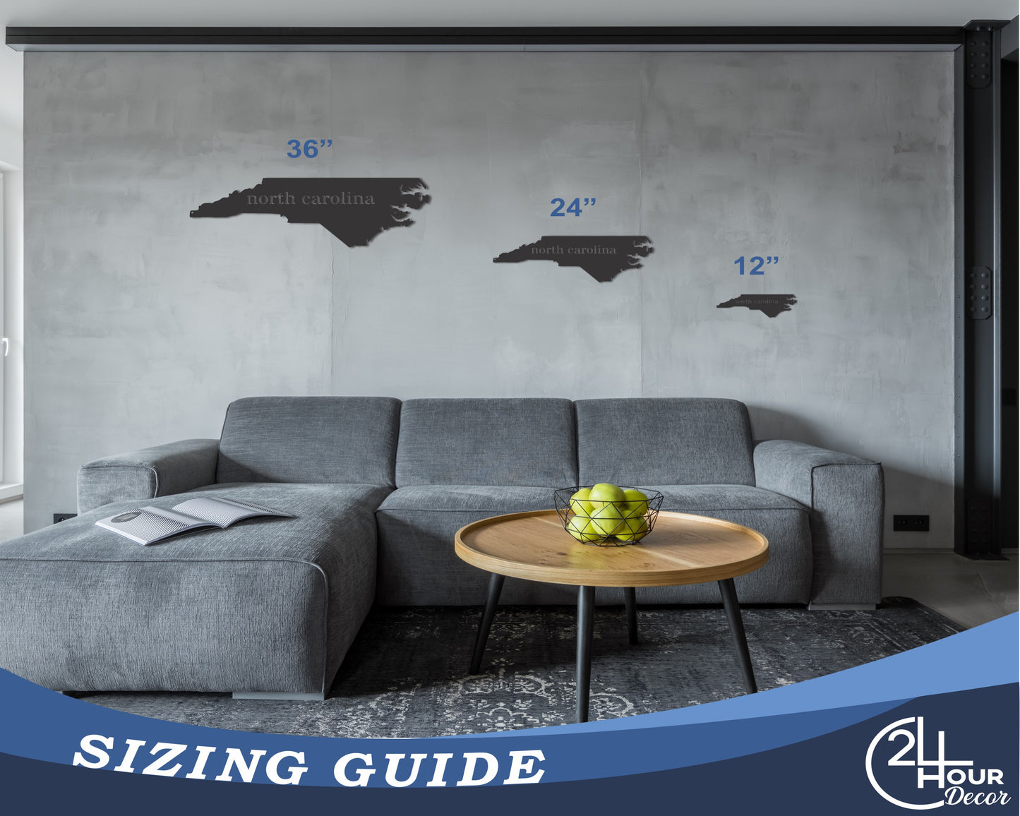 Metal North Carolina Wall Art - Custom Metal US State Sign - 20+ Color Options