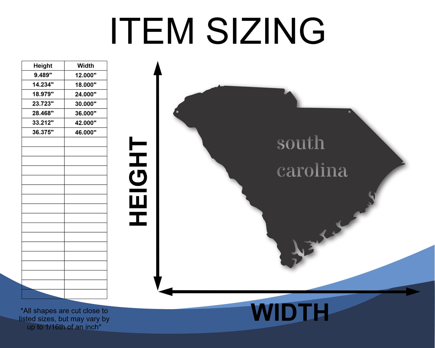Metal South Carolina Wall Art - Custom Metal US State Sign - 20+ Color Options
