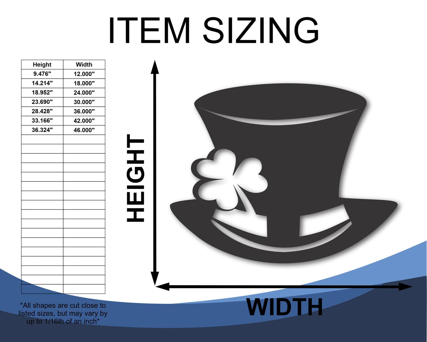 Metal St Patrick's Day Hat Wall Art - Metal Irish Sign - 20+ Color Options