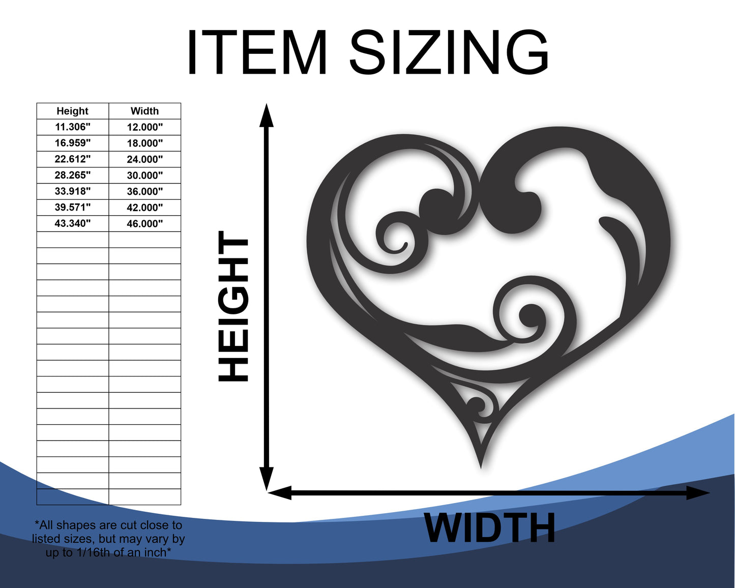 Metal Swirly Heart Wall Art | 20+ Color Options