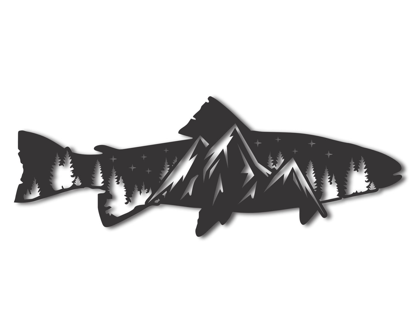 Metal Trout Mountain Wall Art - Metal Mountain Landscape - 20+ Color Options