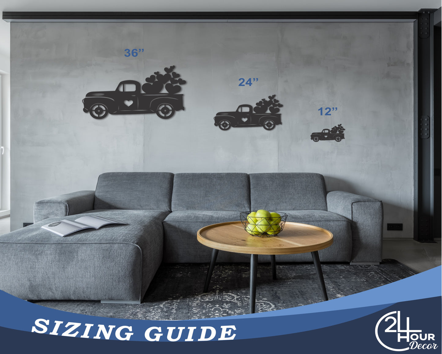 Metal Pickup Truck Full of Hearts Wall Art | 20+ Color Options