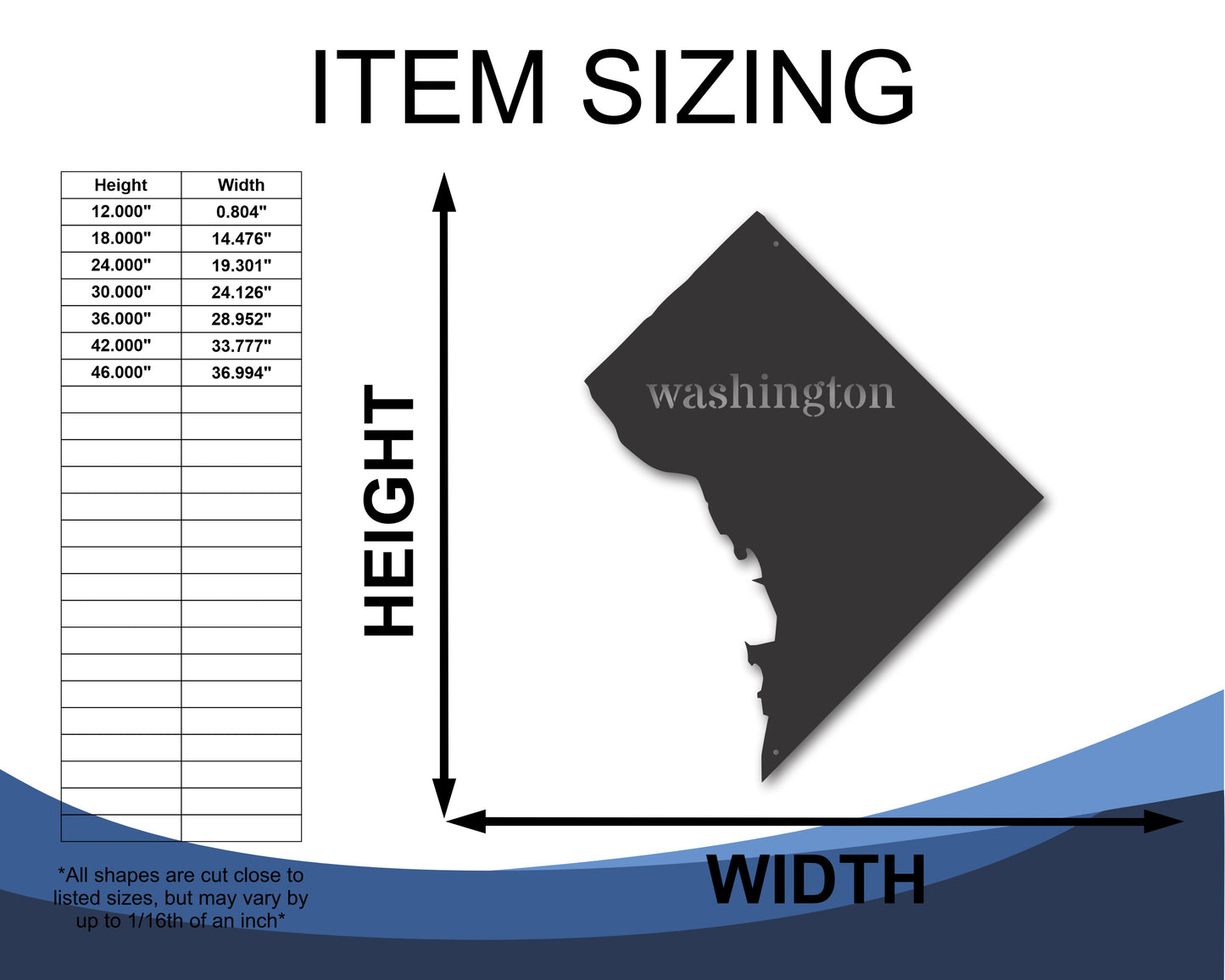 Metal Washington Wall Art - Custom Metal US State Sign - 20+ Color Options