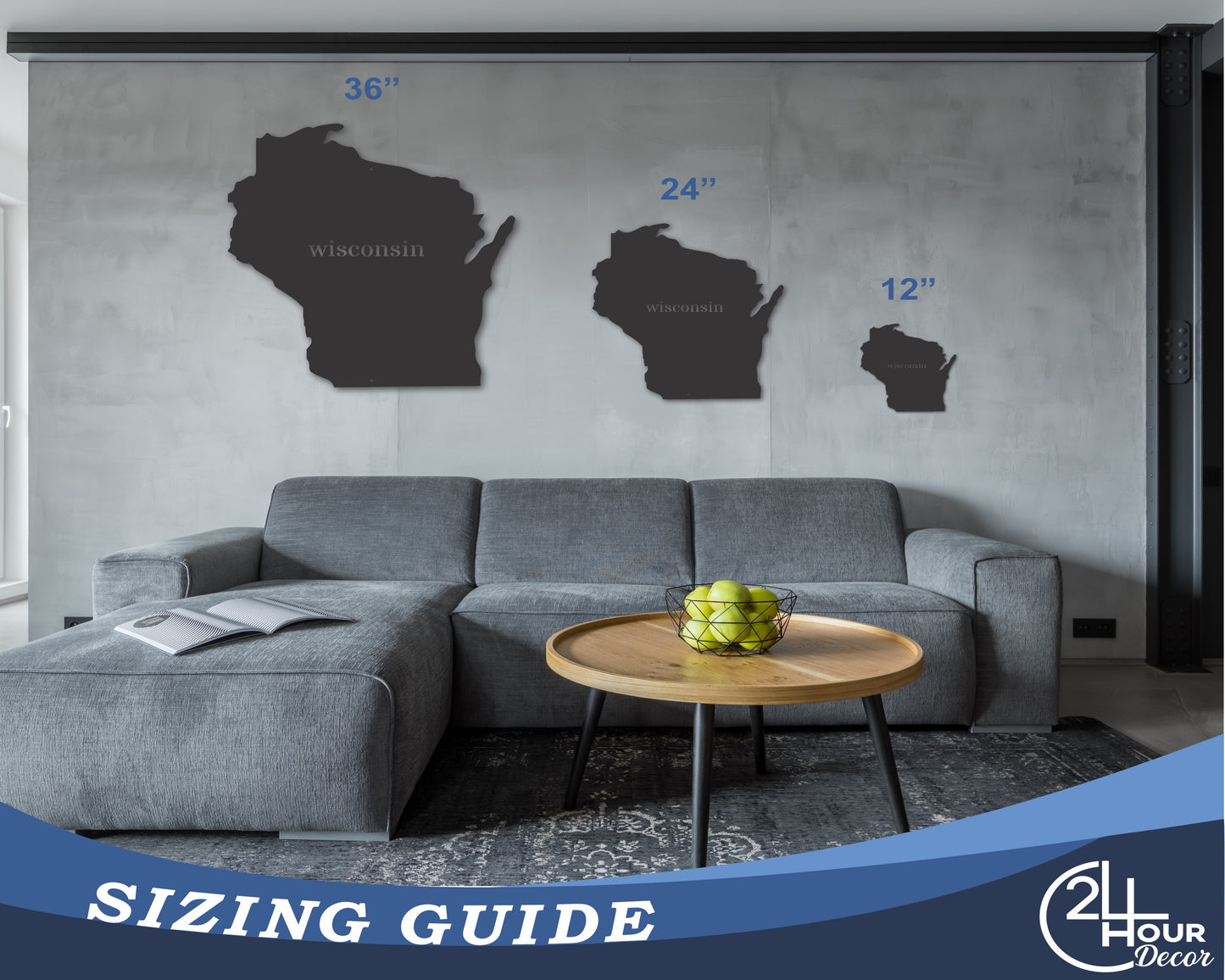 Metal Wisconsin Wall Art - Custom Metal US State Sign - 20+ Color Options