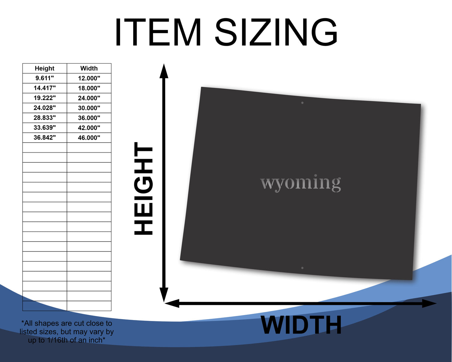 Metal Wyoming Wall Art - Custom Metal US State Sign - 20+ Color Options