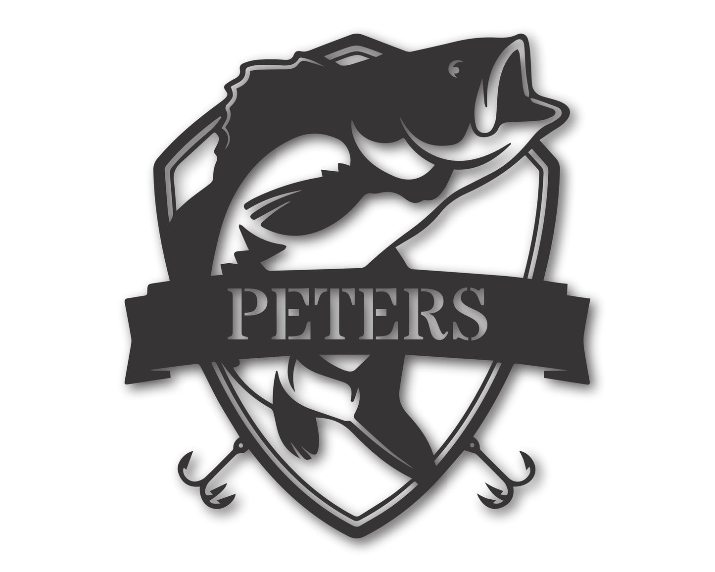 Custom Metal Bass Fish Wall Art | Indoor Outdoor | Up to 46" | 20+ Color Options