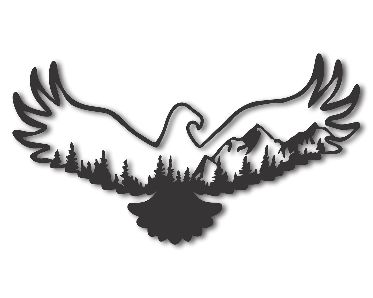 Metal Eagle Mountain Landscape Wall Art| 20+ Color Options