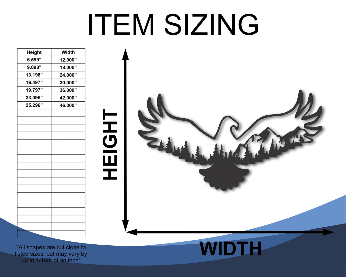 Metal Eagle Mountain Landscape Wall Art| 20+ Color Options