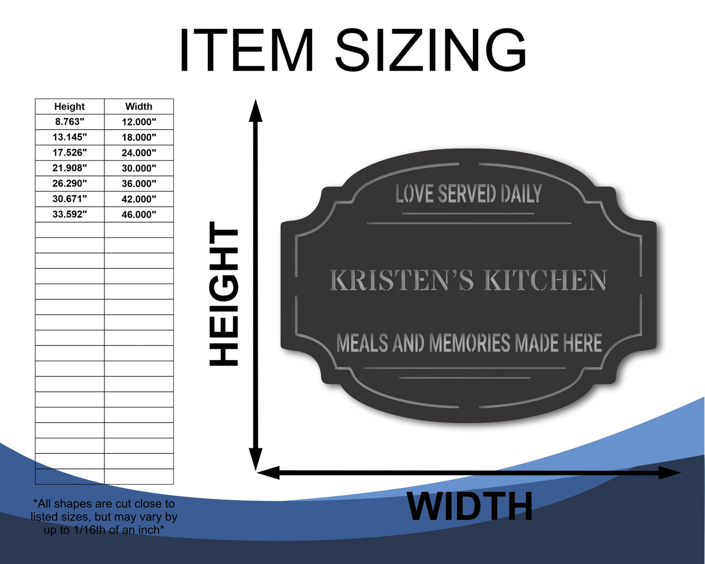 Custom Metal Farmhouse Kitchen Wall Art | 20+ Color Options