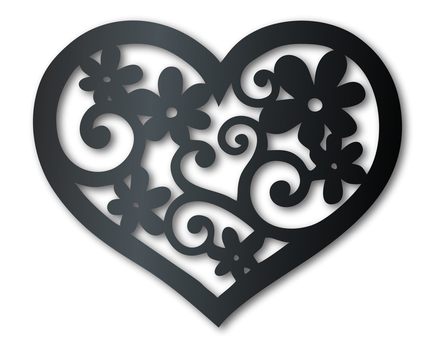 Metal Flower Heart Wall Art - Metal Sign - 20+ Color Options