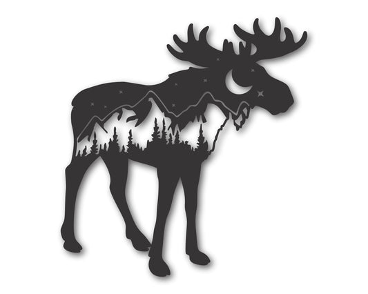 Metal Moose Mountain Wall Art | 20+Color Options