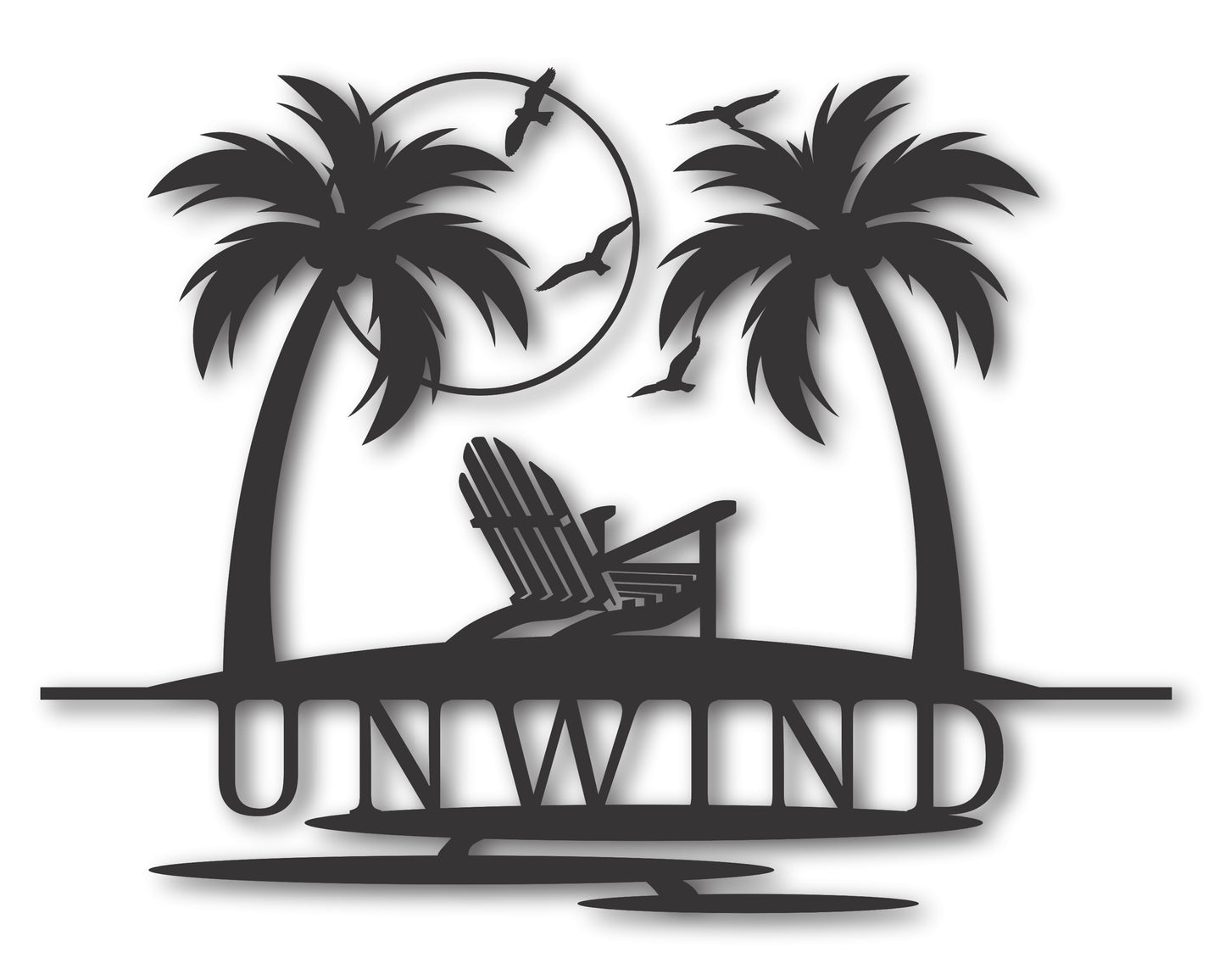 Custom Metal Beach Sign | Metal Adirondack Palm Tree Sign | 20+ Color Options