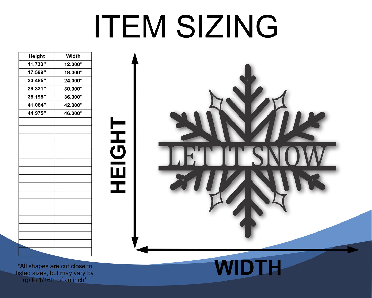 Custom Metal Snowflake Wall Art - Metal Winter Sign - 20+ Color Options