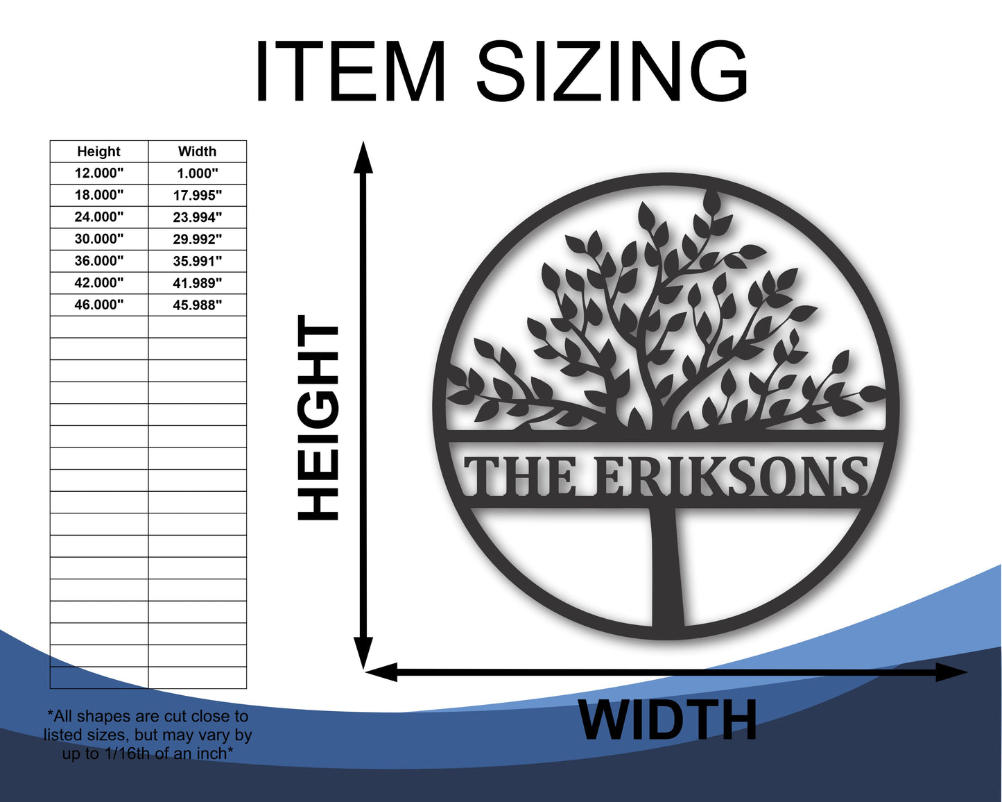Custom Metal Monogram Family Tree Wall Art