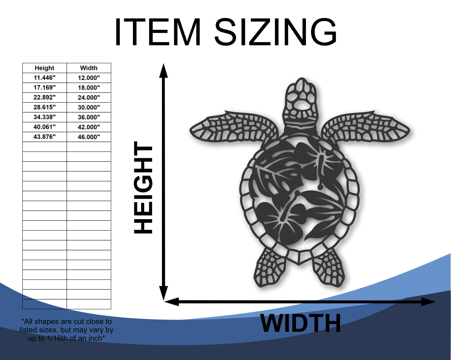 Metal Sea Turtle Wall Art | 20+ Color Options
