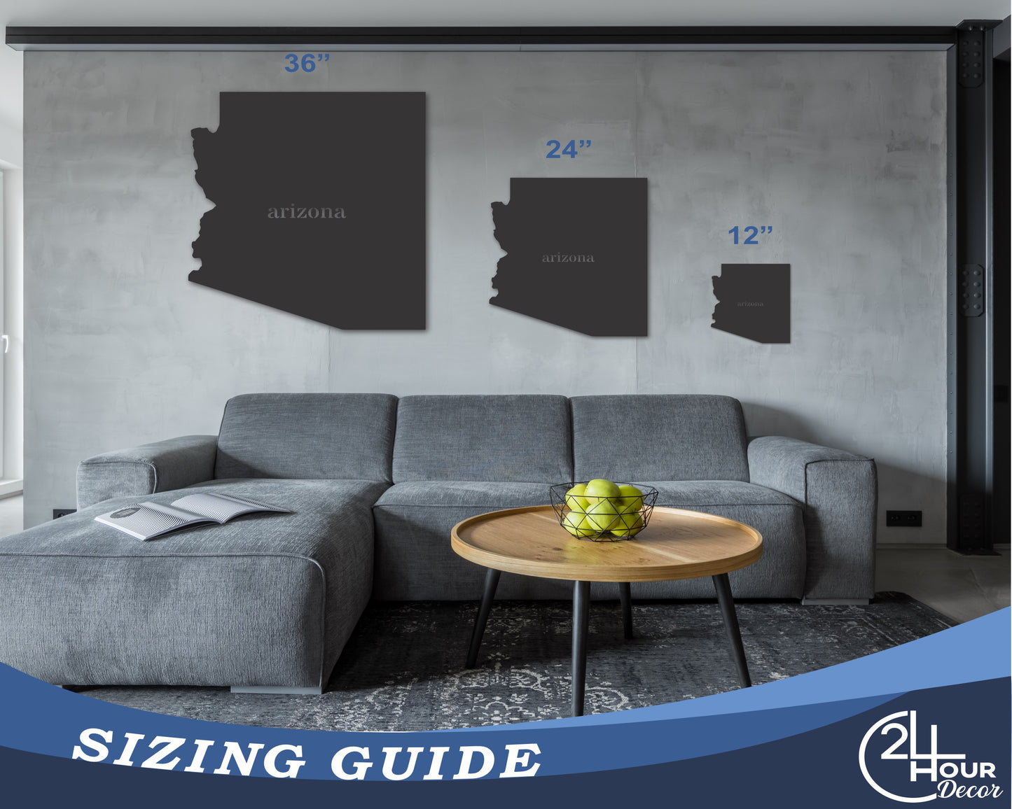 Metal Arizona Wall Art - Custom Metal US State Sign - 20+ Color Options