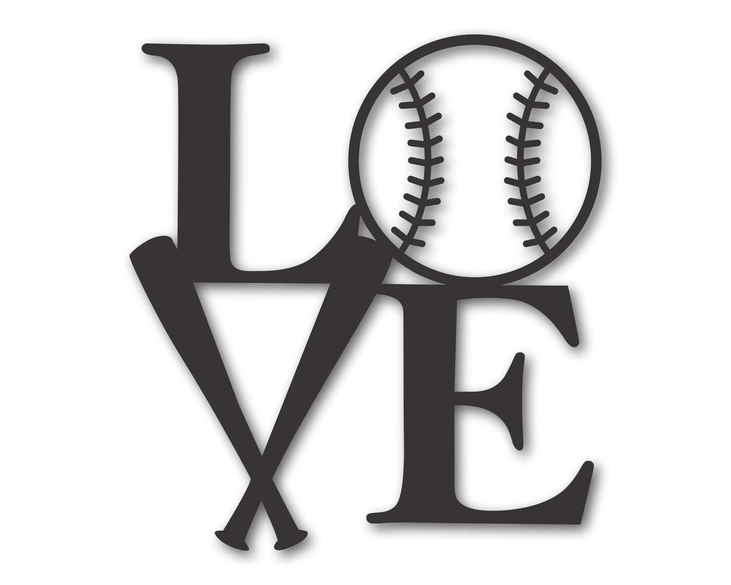 Metal Baseball Love Wall Art - Metal Sports Sign - 20+ Color Options