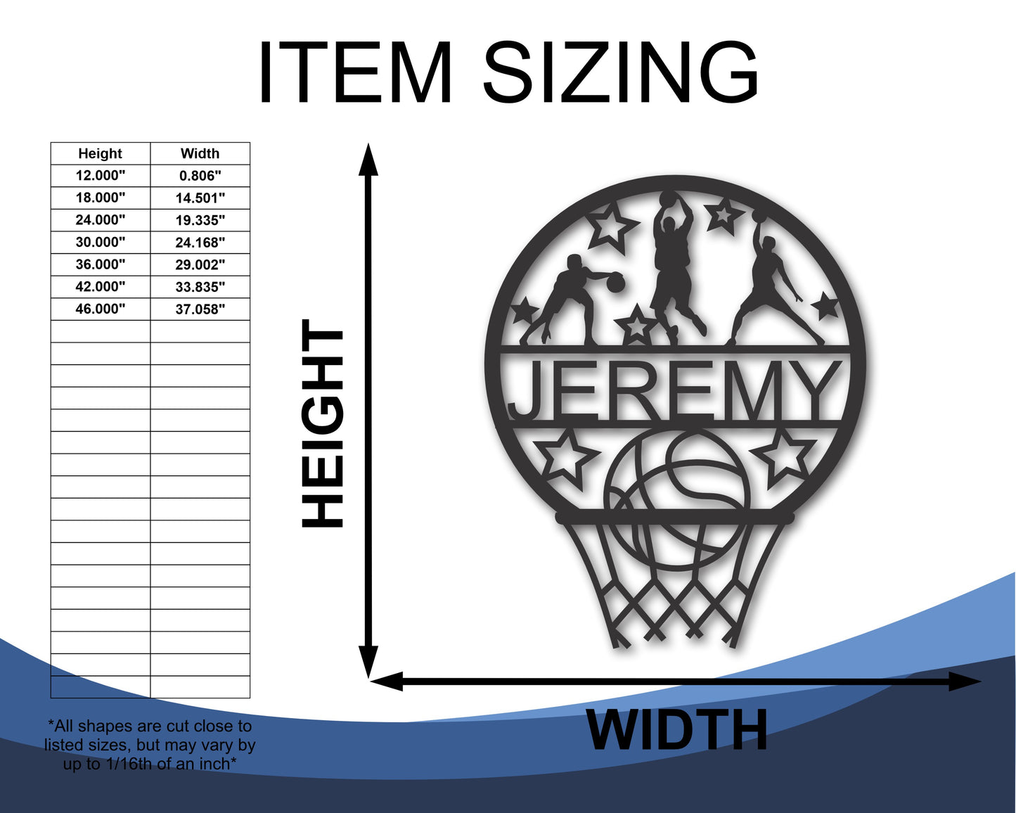 Custom Metal Basketball Hoop Wall Art - Metal Sports Sign - 20+ Color Options
