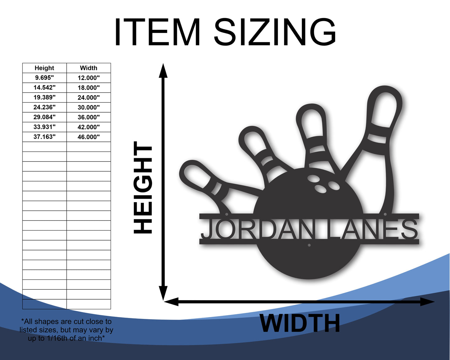 Custom Metal Bowling Strike Wall Art - Custom Metal Sports Sign - 20+ Color Options