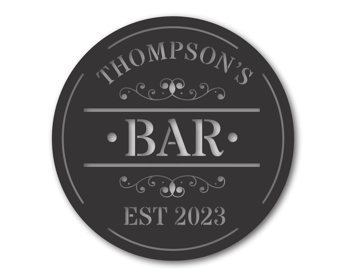 Custom Metal Family Room Established Monogram - 20+ Color Options