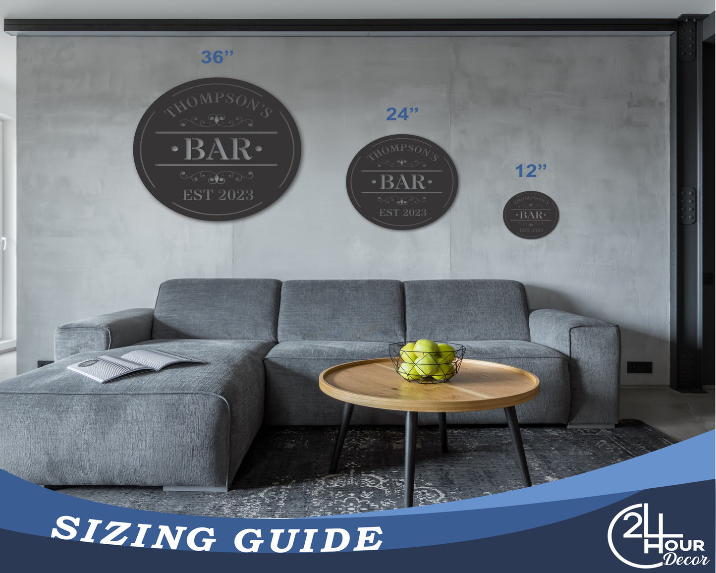 Custom Metal Family Room Established Monogram - 20+ Color Options