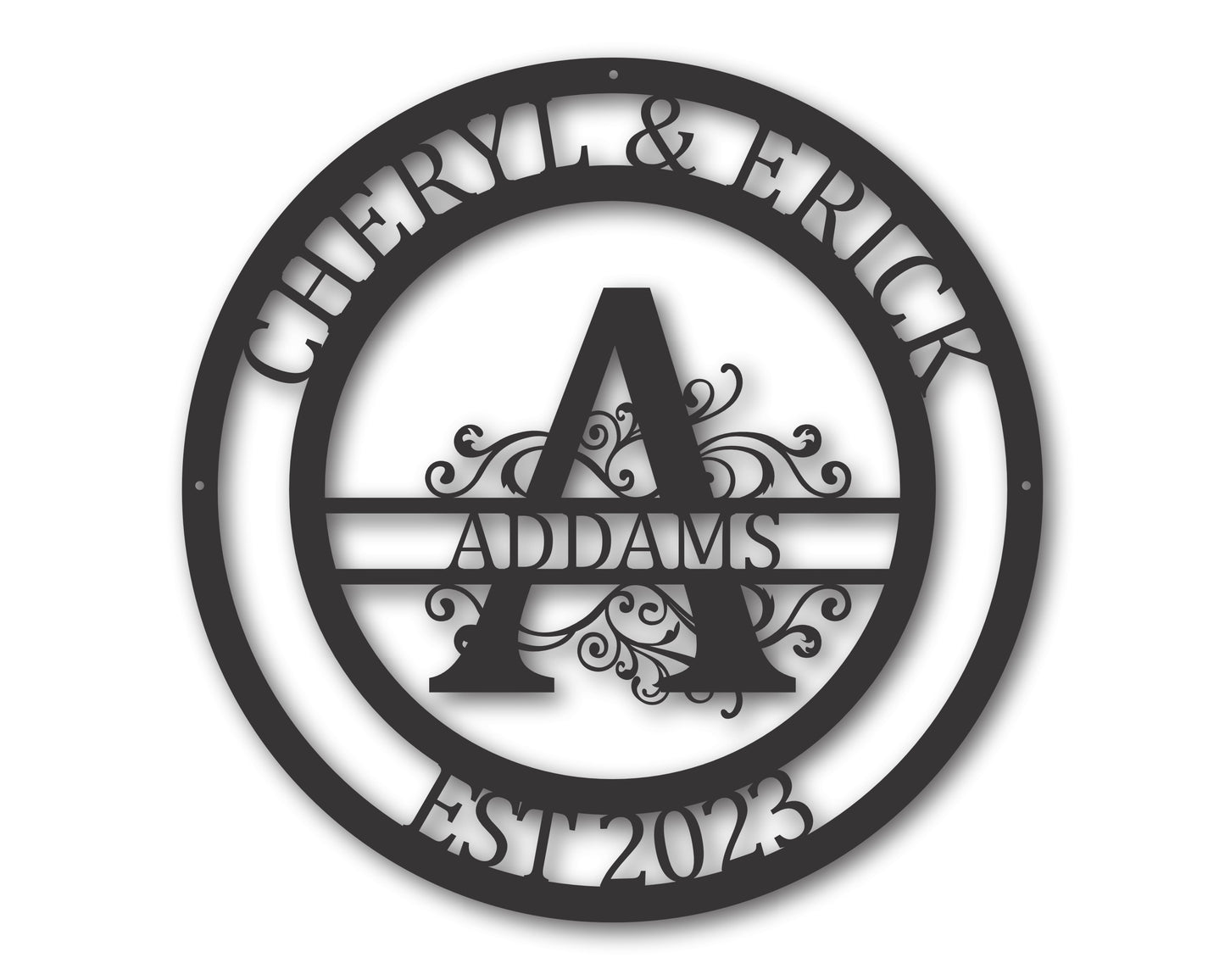 Custom Metal Family Established Monogram Wall Art - 20+ Color Options