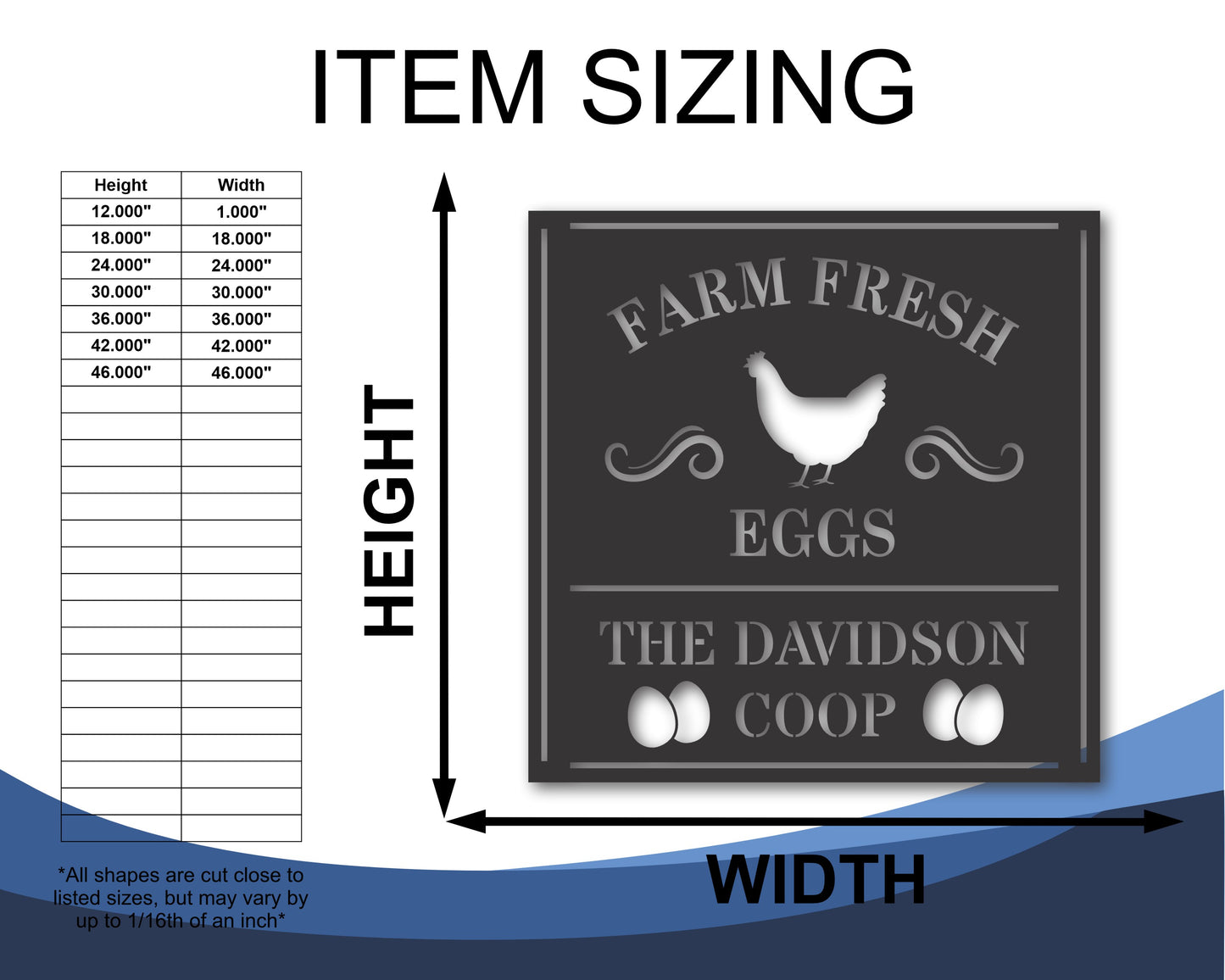 Custom Metal Farm Fresh Eggs Coop Wall Art | 20+ color options