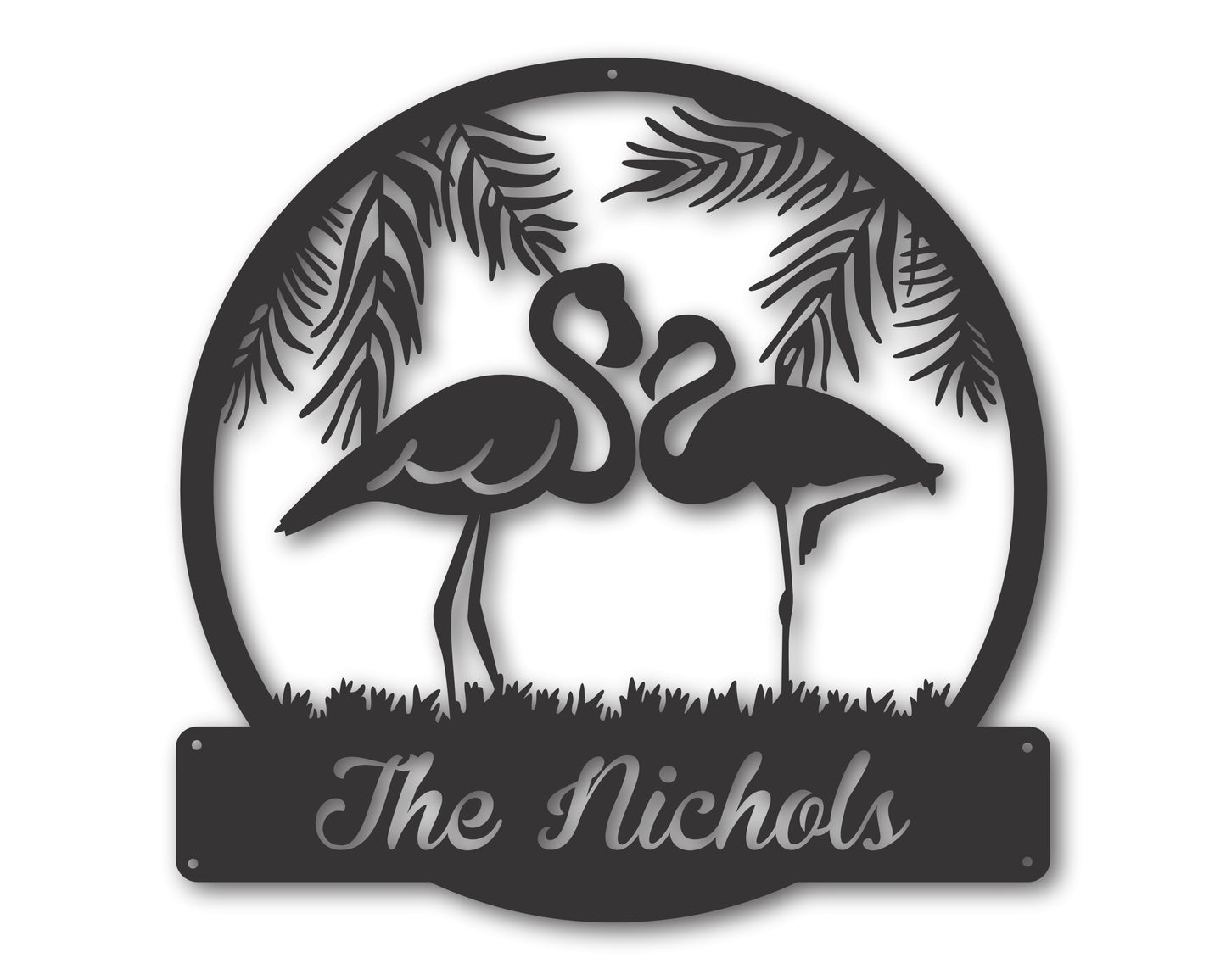 Custom Metal Flamingo Couple Wall Art - 20+ Color Options
