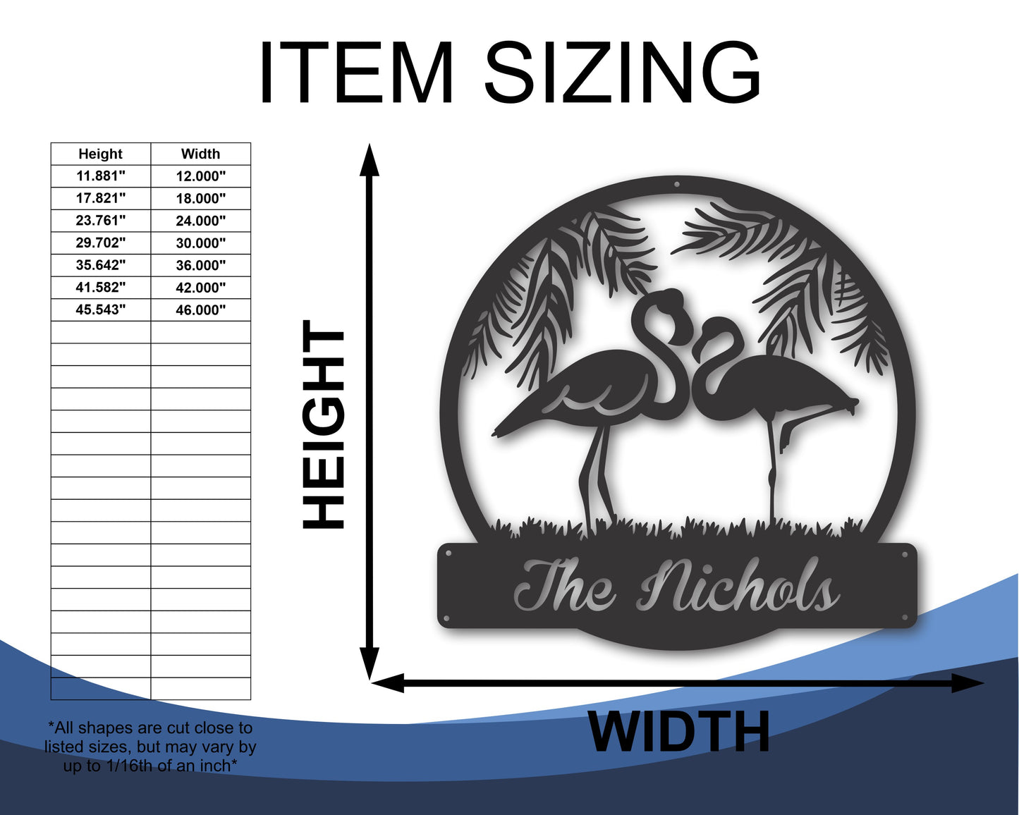 Custom Metal Flamingo Couple Wall Art - 20+ Color Options