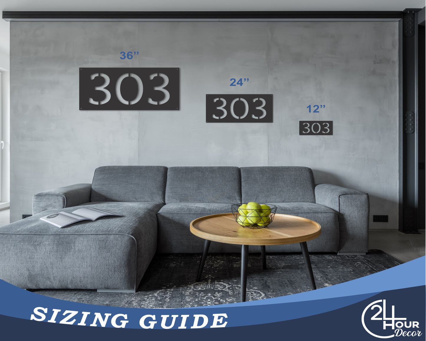 Custom Metal House Number Stencil Wall Art | Custom House Numbers Vertical Horizontal | Indoor Outdoor | Up to 46" | 20+ Color Options