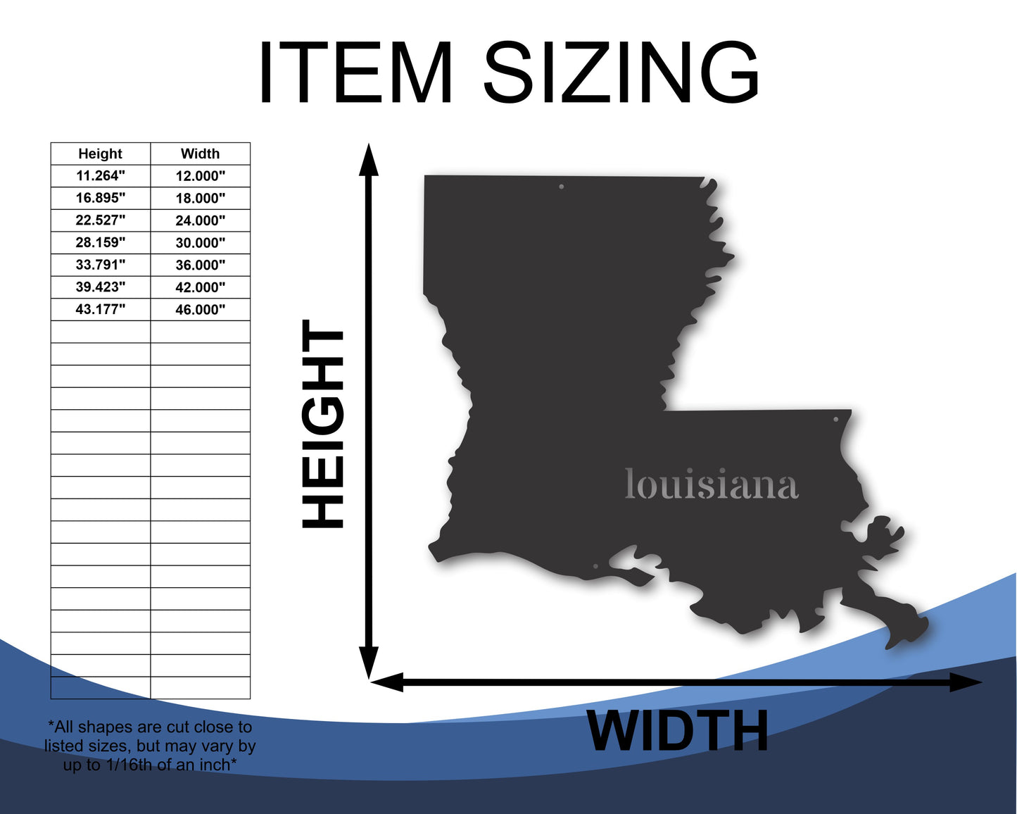 Metal Louisiana Wall Art - Custom Metal US State Sign - 20+ Color Options