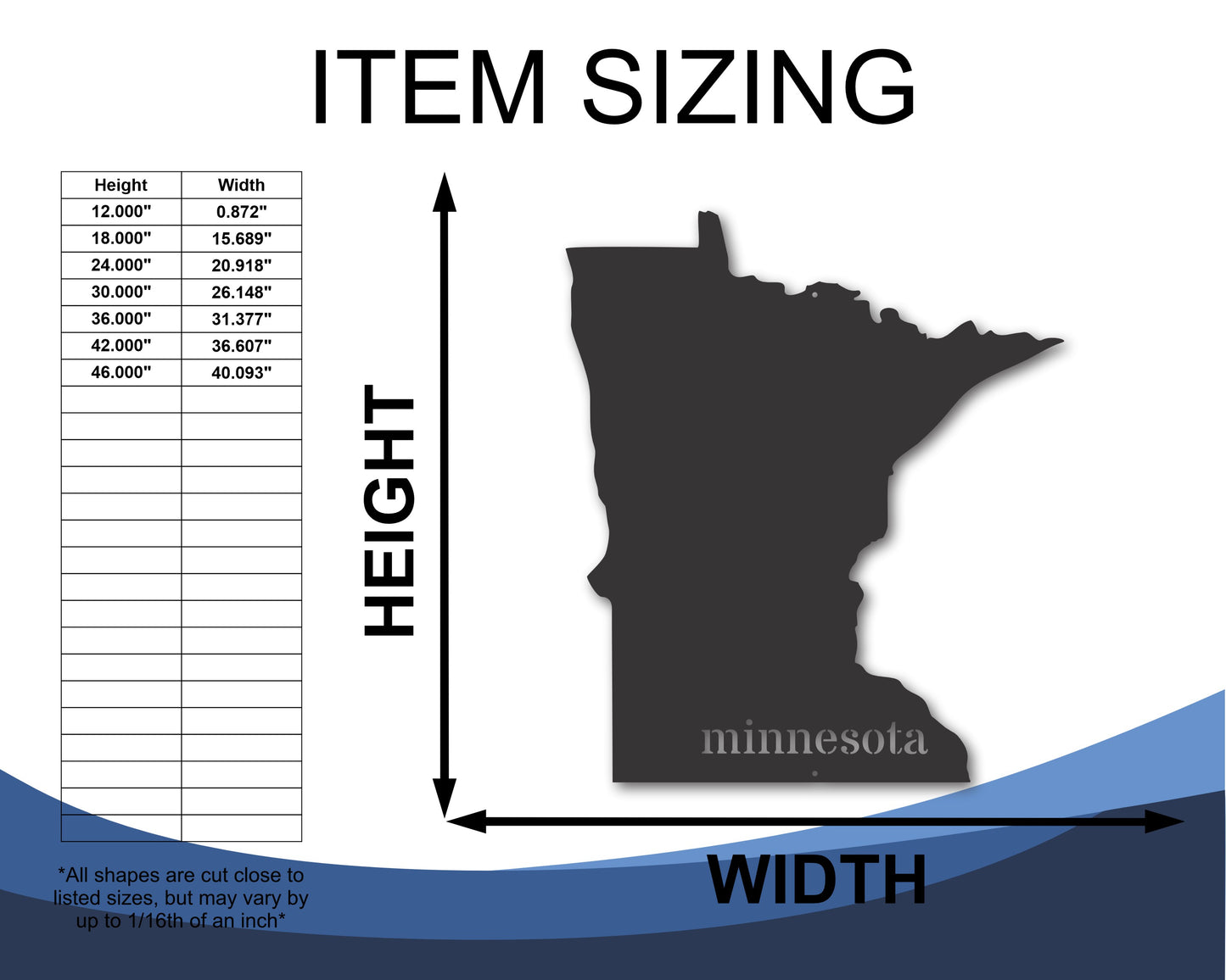 Metal Minnesota Wall Art - Custom Metal US State Sign - 20+ Color Options