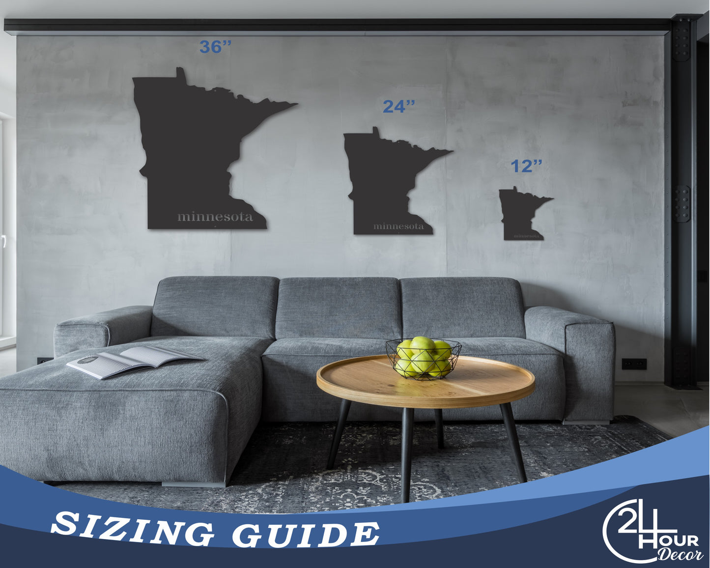 Metal Minnesota Wall Art - Custom Metal US State Sign - 20+ Color Options