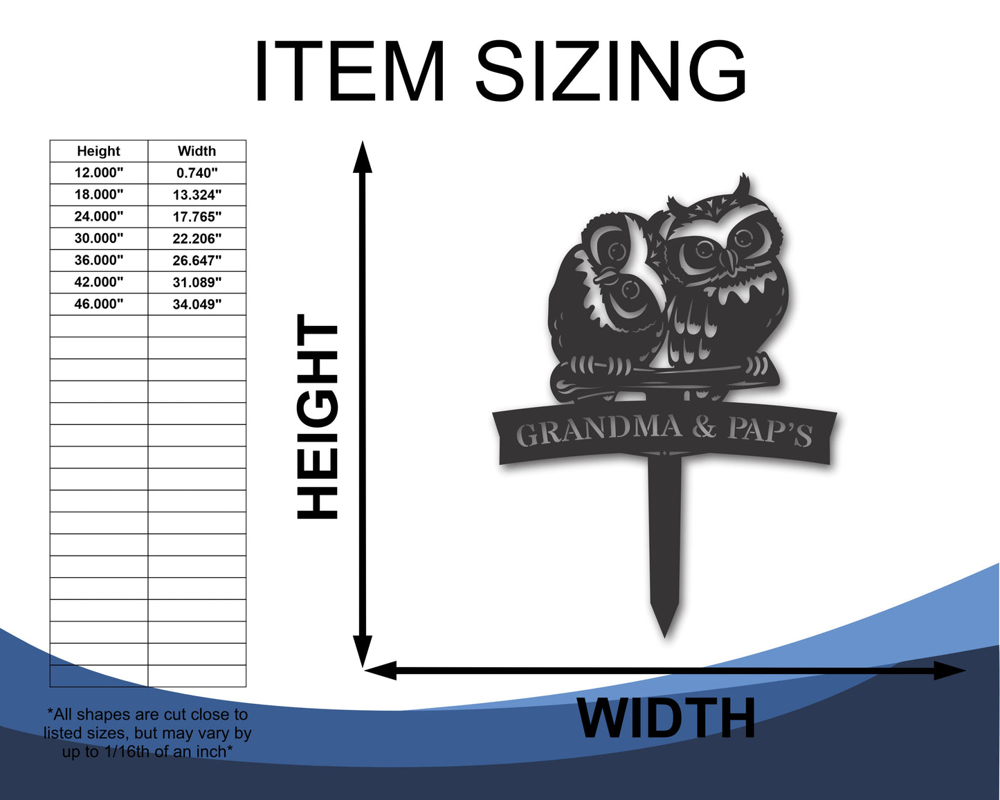 Custom Metal Owl Couple Garden Stake Art - Metal Garden Sign - 20+ Color Options