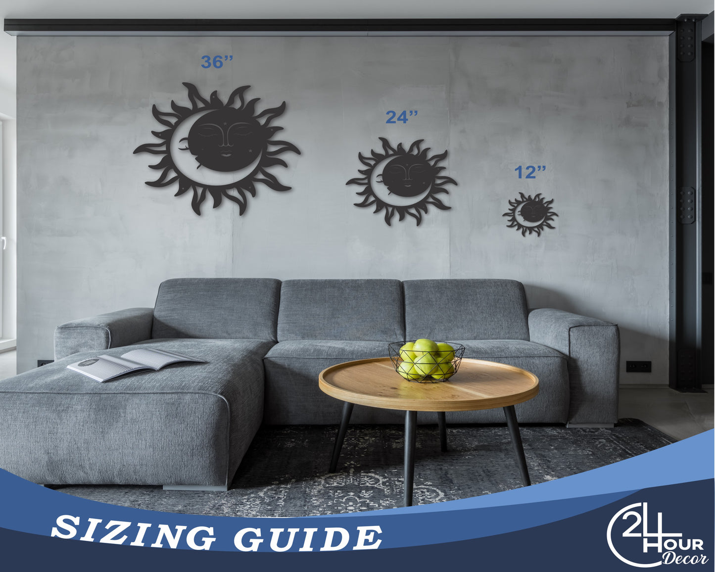 Metal Sun and Moon Faces Wall Art | 20+ Color Options