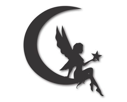 Metal Crescent Moon Fairy Wall Art | 20+ Color Options