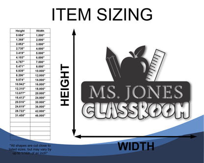 Custom Metal Teacher Classroom Wall Art | Indoor Outdoor | Up to 46" | 20+ Color Options