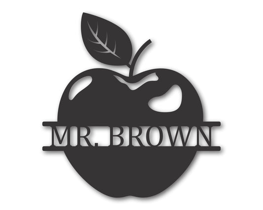 Custom Metal Teacher Apple Wall Art | Indoor Outdoor | Up to 46" | 20+ Color Options