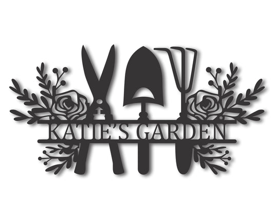 Custom Metal Garden Tool Wall Art | Indoor Outdoor | Up to 46" | 20+ Color Options