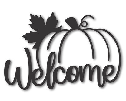 Custom Metal Pumpkin Welcome Wall Art | Indoor Outdoor | Up to 46" | 20+ Color Options