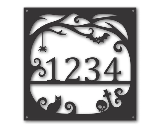 Custom Metal Spooky Address Wall Art | Indoor Outdoor | Up to 46" | 20+ Color Options