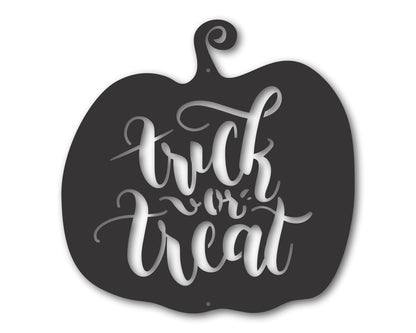 Custom Metal Trick or Treat Pumpkin Wall Art | Indoor Outdoor | Up to 46" | 20+ Color Options