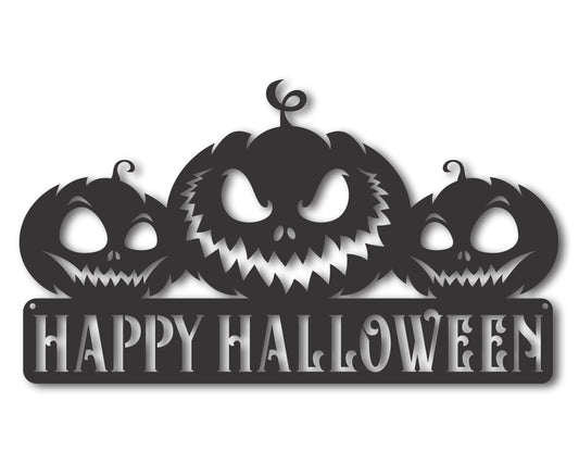 Custom Metal Happy Halloween Jack o' Lantern Wall Art | Indoor Outdoor | Up to 46" | 20+ Color Options