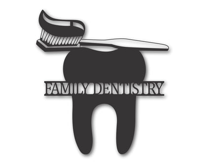 Custom Metal Dentist Tooth and Toothbrush Wall Art | Indoor Outdoor | Up to 46" | 20+ Color Options