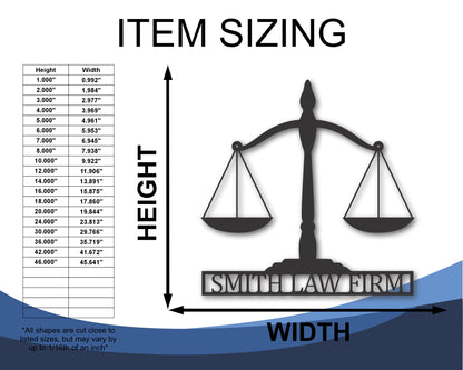 Custom Metal Law Scales Wall Art | Indoor Outdoor | Up to 46" | 20+ Color Options